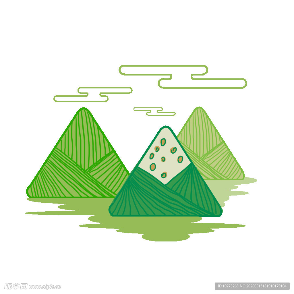 端午节清新山水插画粽子山