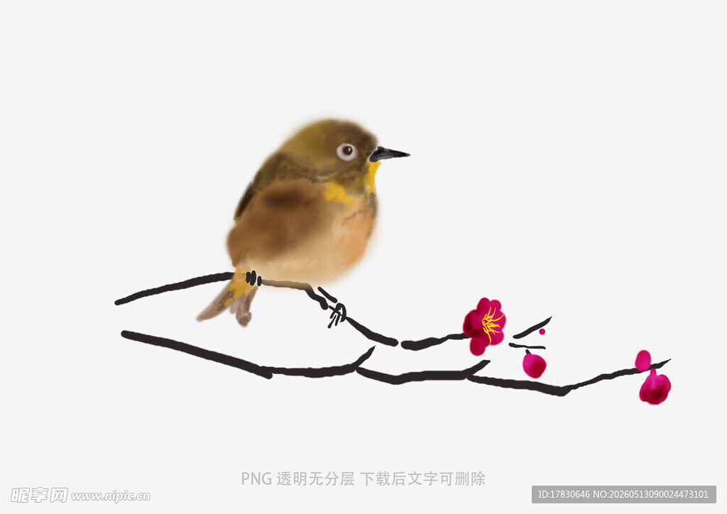 枝头小鸟与红果