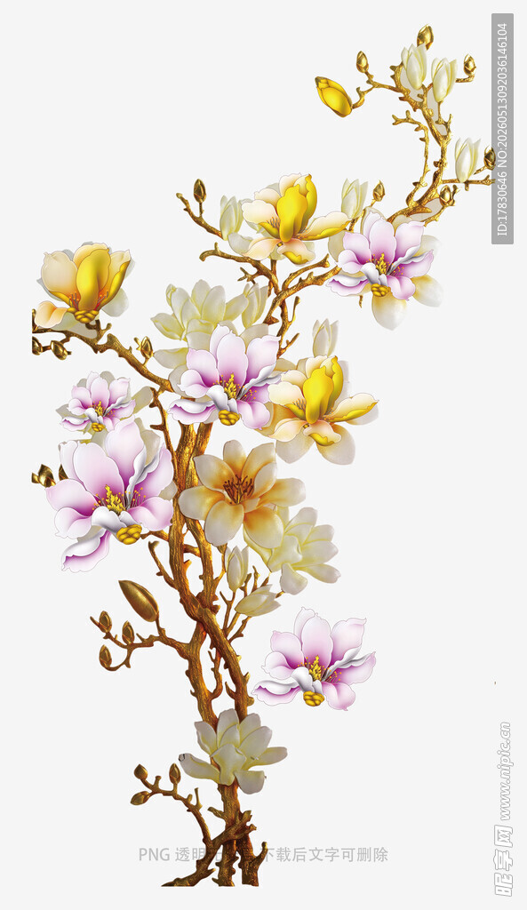 玉兰花枝上的灵动小鸟