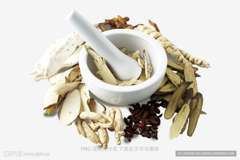 传统中药材与捣药器具