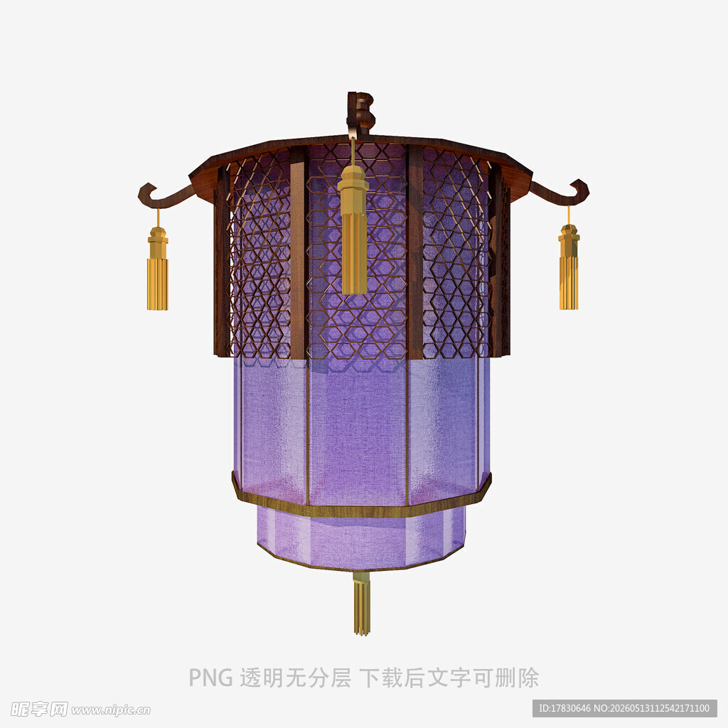 中式古典多层紫色灯笼