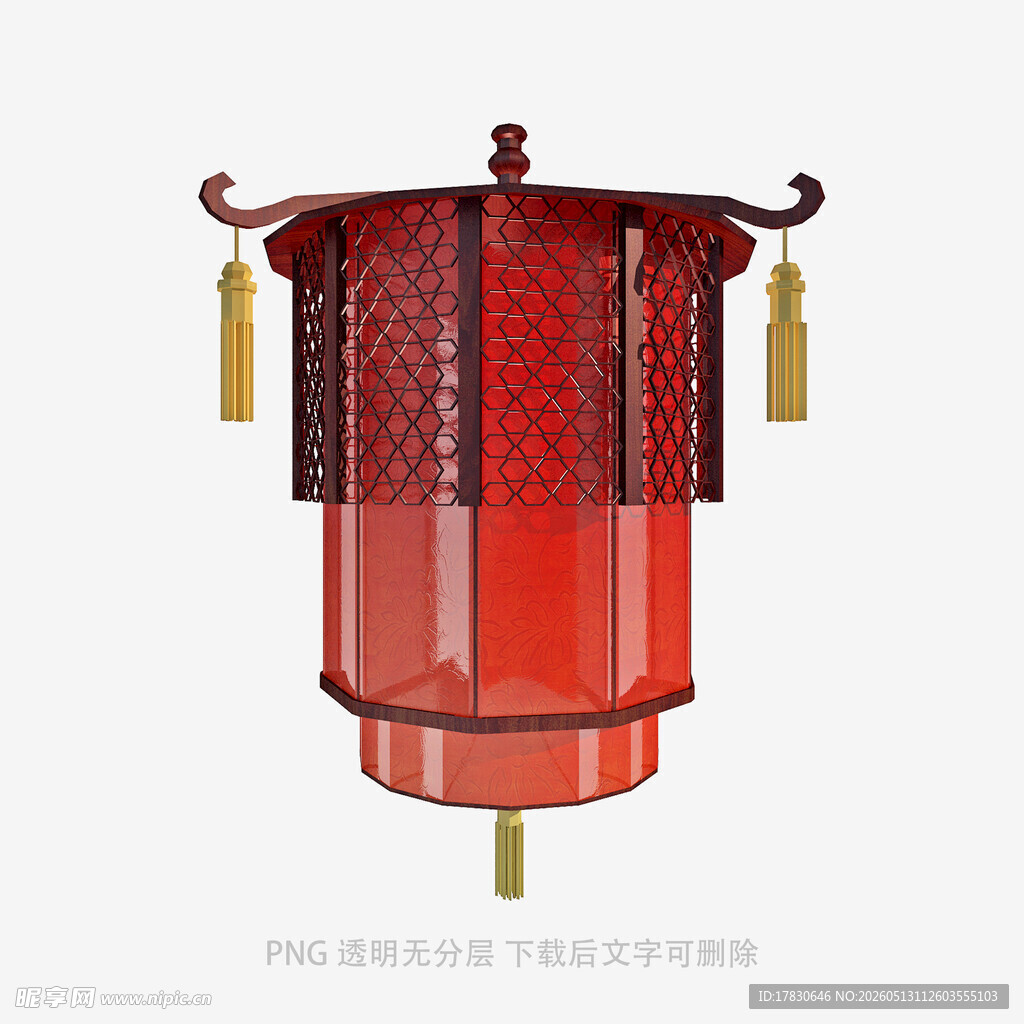 中式古典红色镂空灯笼