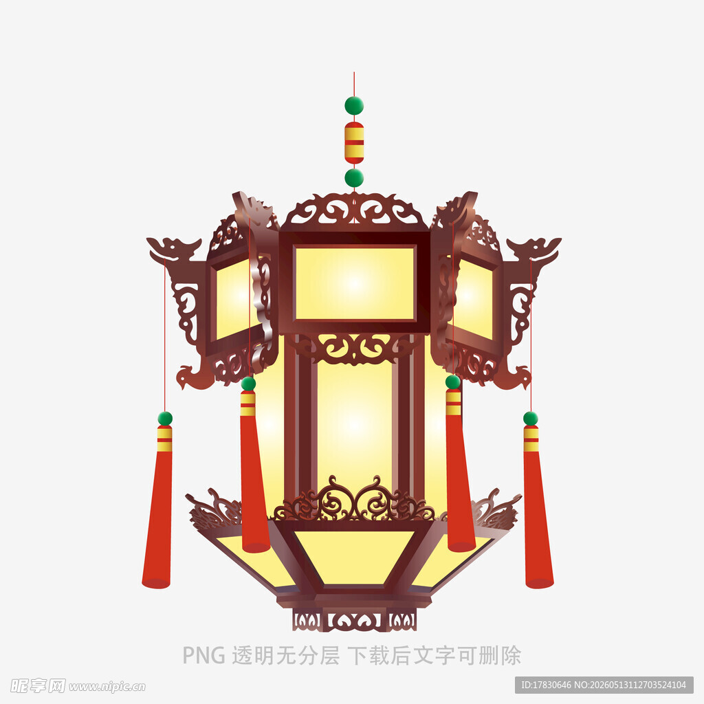 中式古典六角灯笼装饰图