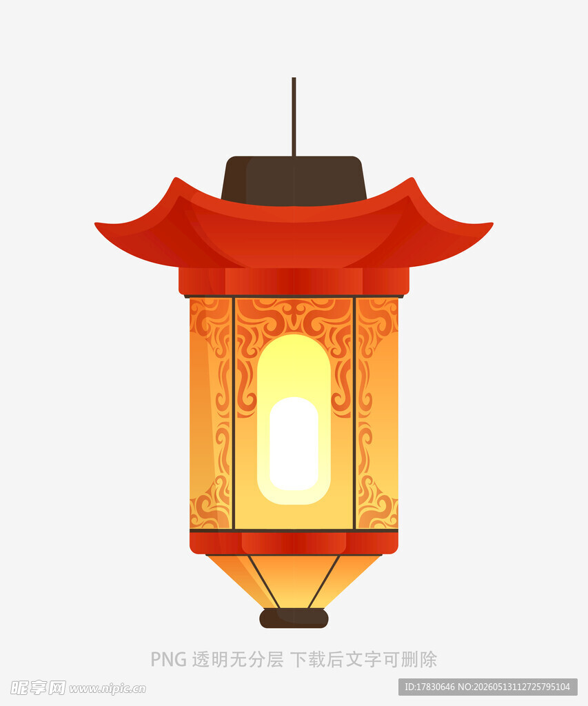 中式古风红色灯笼插画