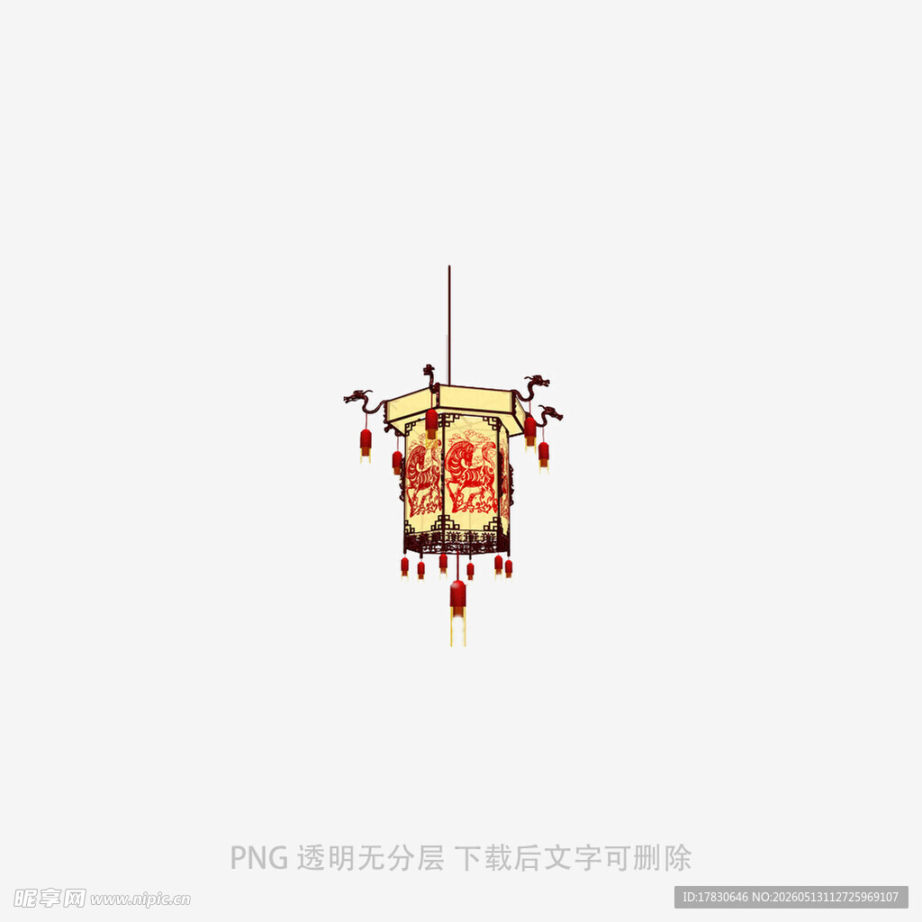 中式传统灯笼悬挂装饰图