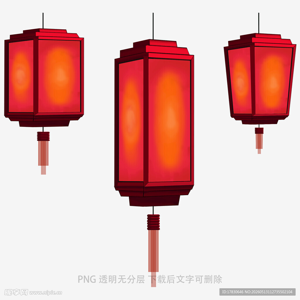 中式红色灯笼装饰图