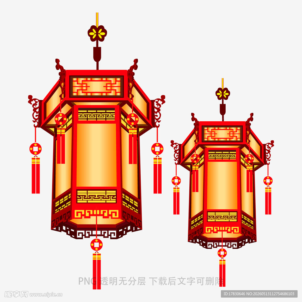 中式古典六角红灯笼
