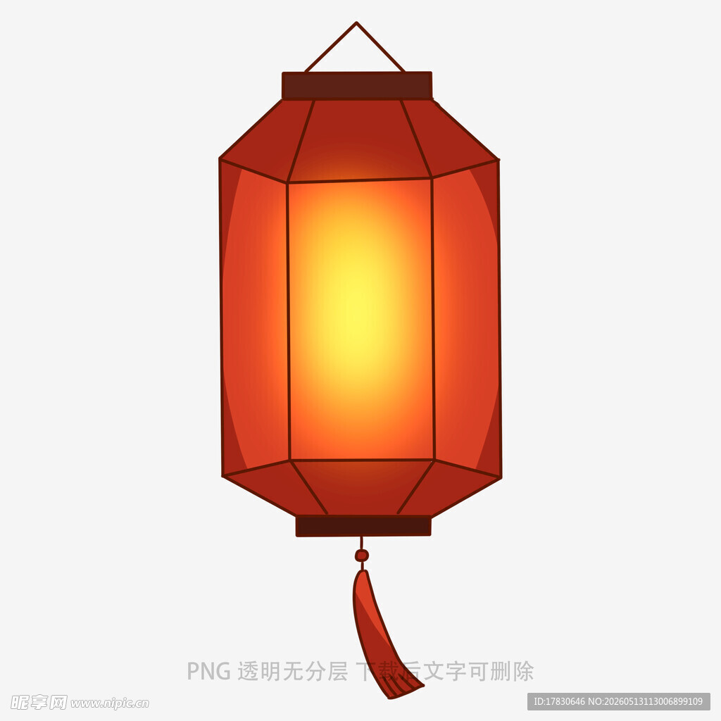 中式传统红色发光灯笼