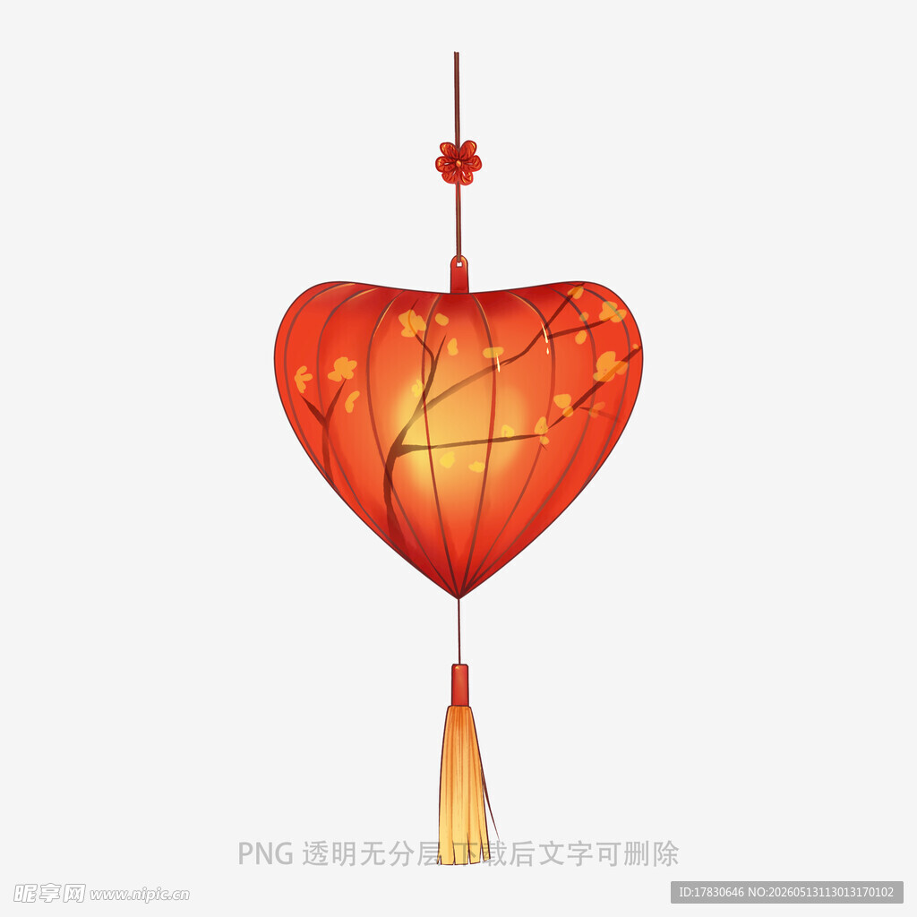 心形红灯笼传统美好寓意