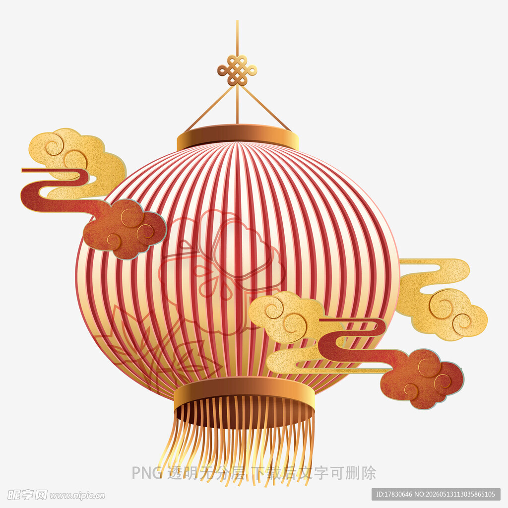 中式传统灯笼与云纹装饰