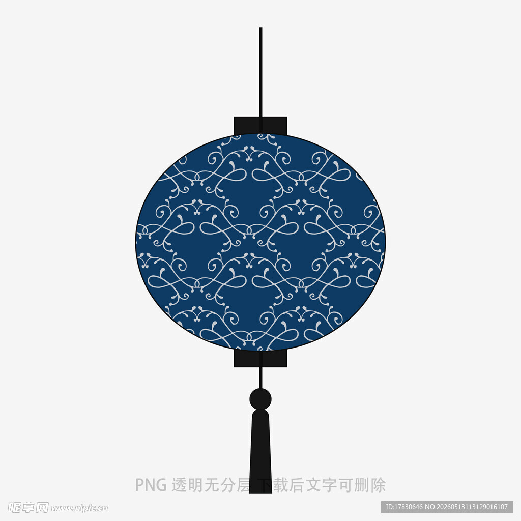 中式蓝纹灯笼设计图案
