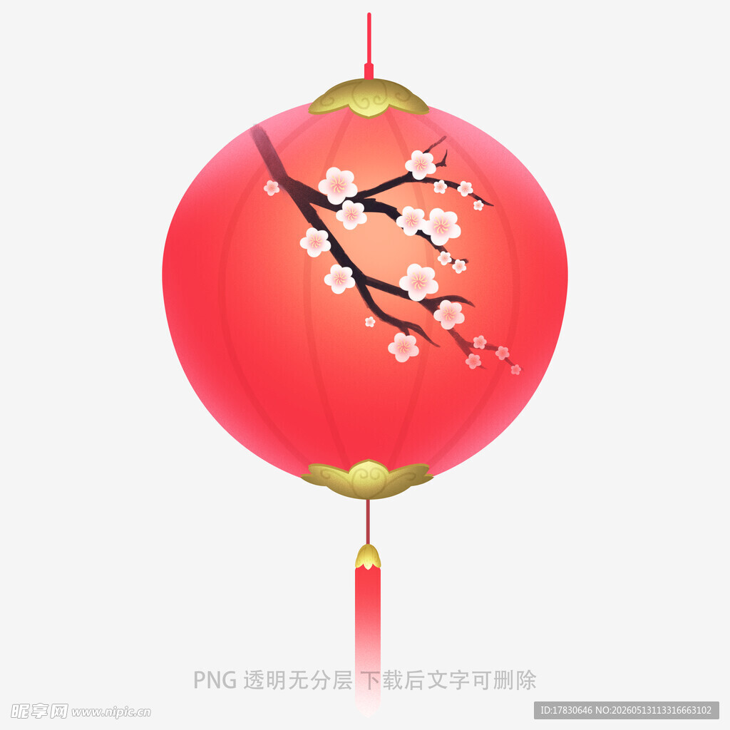 红梅装饰红灯笼