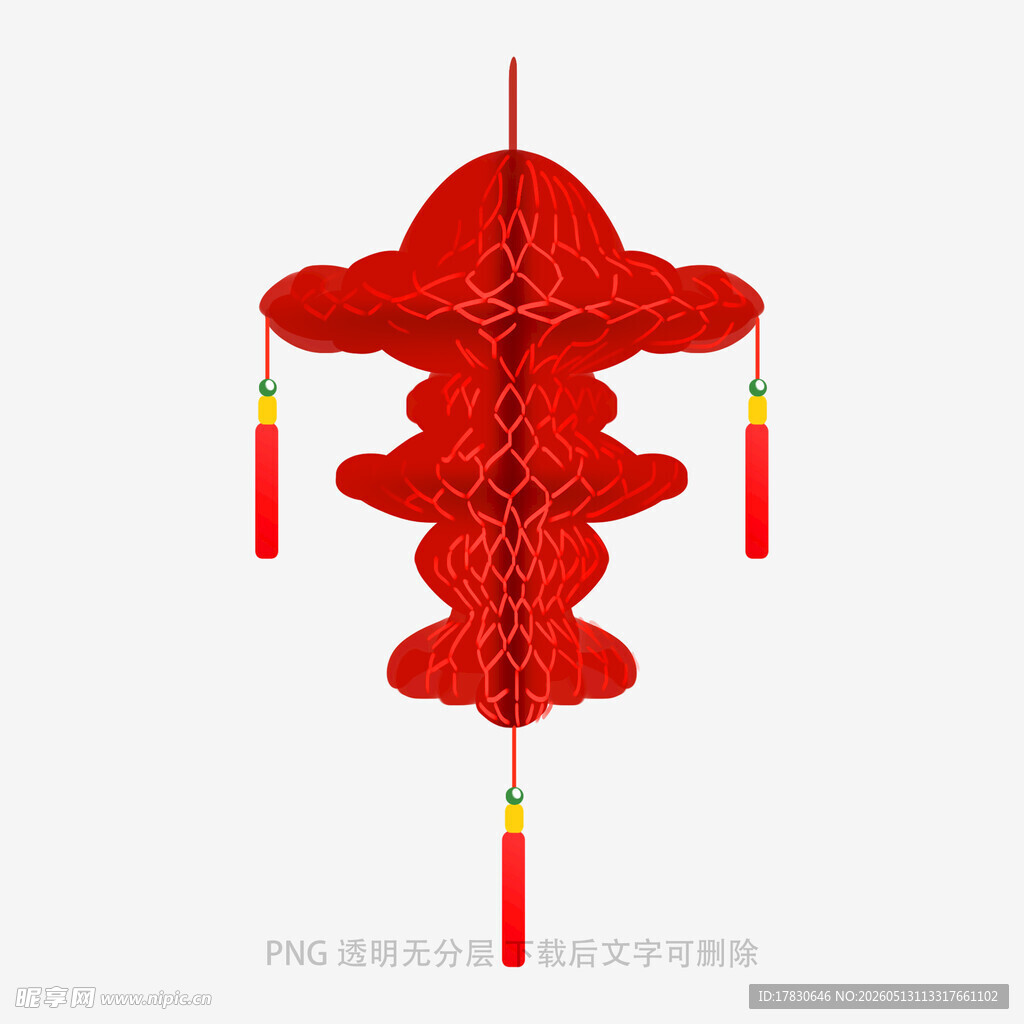 红色多层剪纸风灯笼装饰