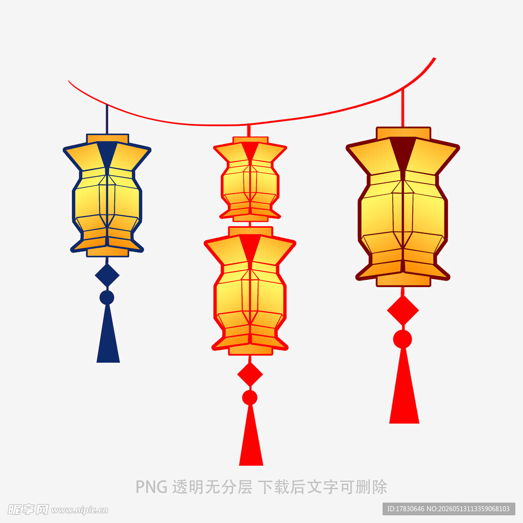 中式传统灯笼悬挂装饰图