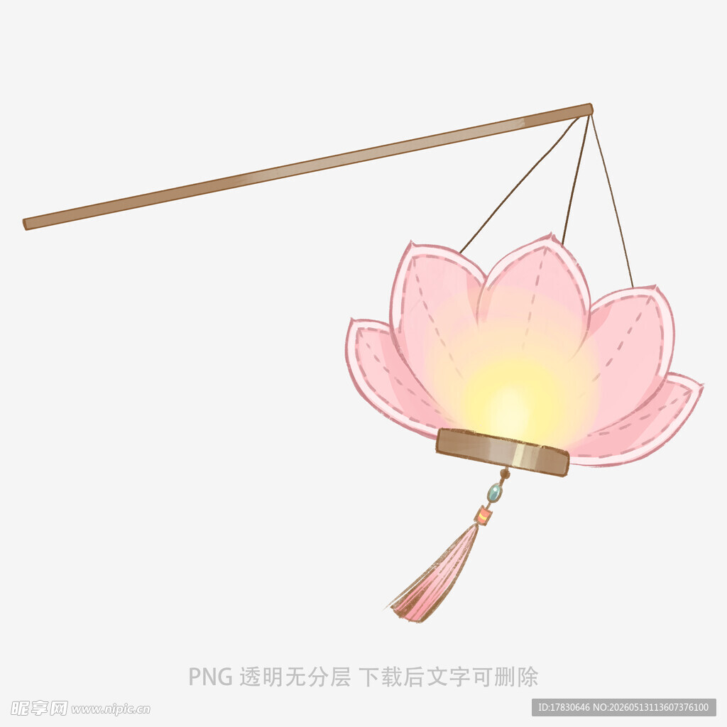 手绘粉色莲花灯笼