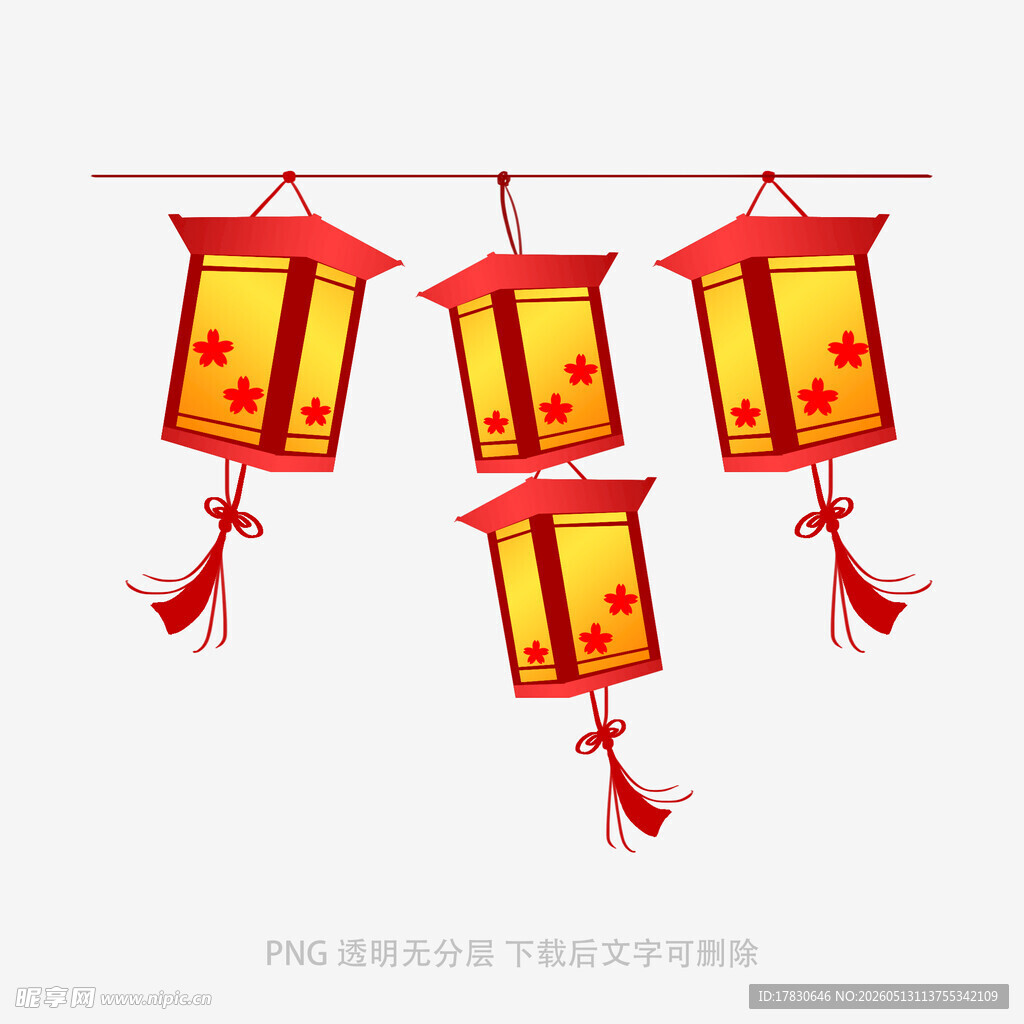 中式红灯笼悬挂装饰图