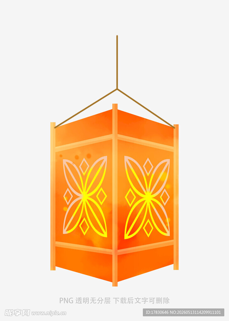 橙色中式传统灯笼图案