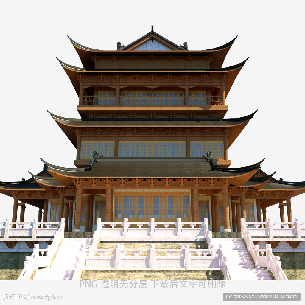 中式多层古建筑气势恢宏