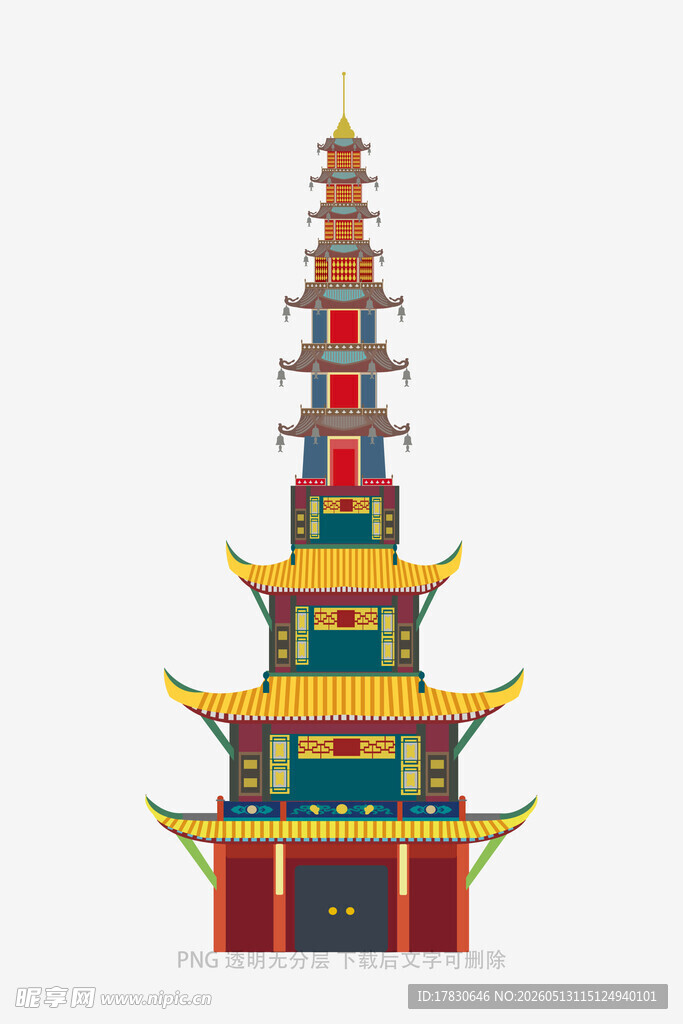彩色中式多层宝塔模型