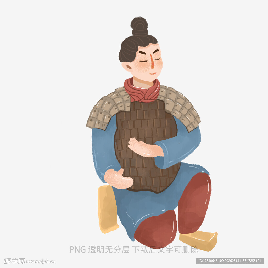 古代武将坐姿插画