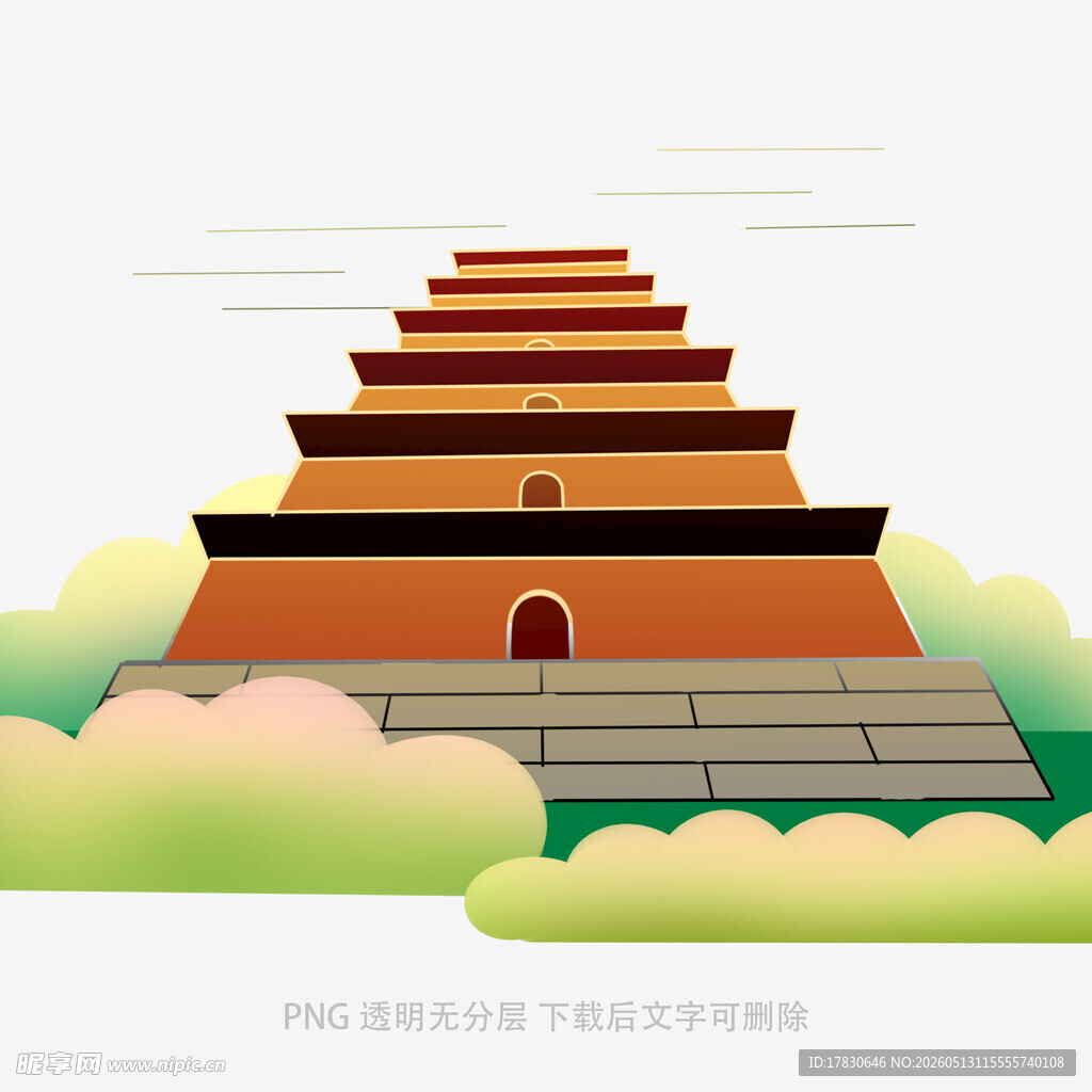 西安大雁塔插画图