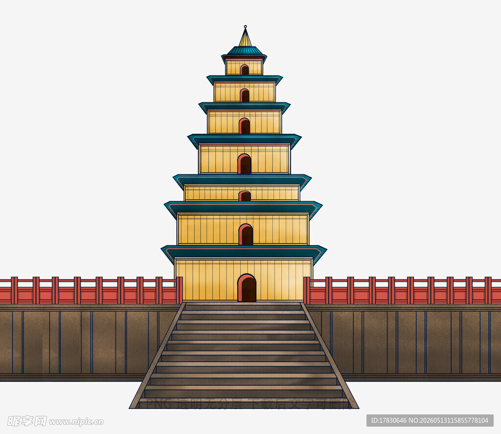 中式古塔建筑模型