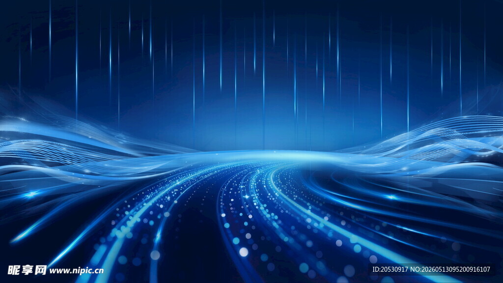 梦幻蓝调科技感道路夜景