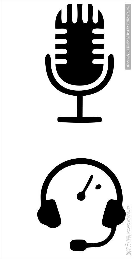 麦克风与耳机图标集合