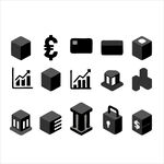 黑色立体金融商务图标集