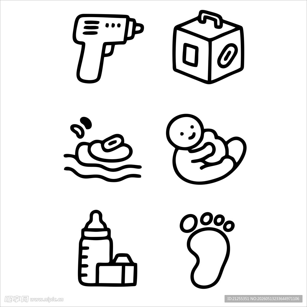 婴儿用品图标集合