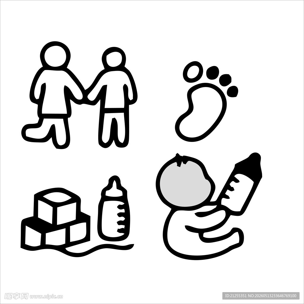 亲子与婴儿用品图标集