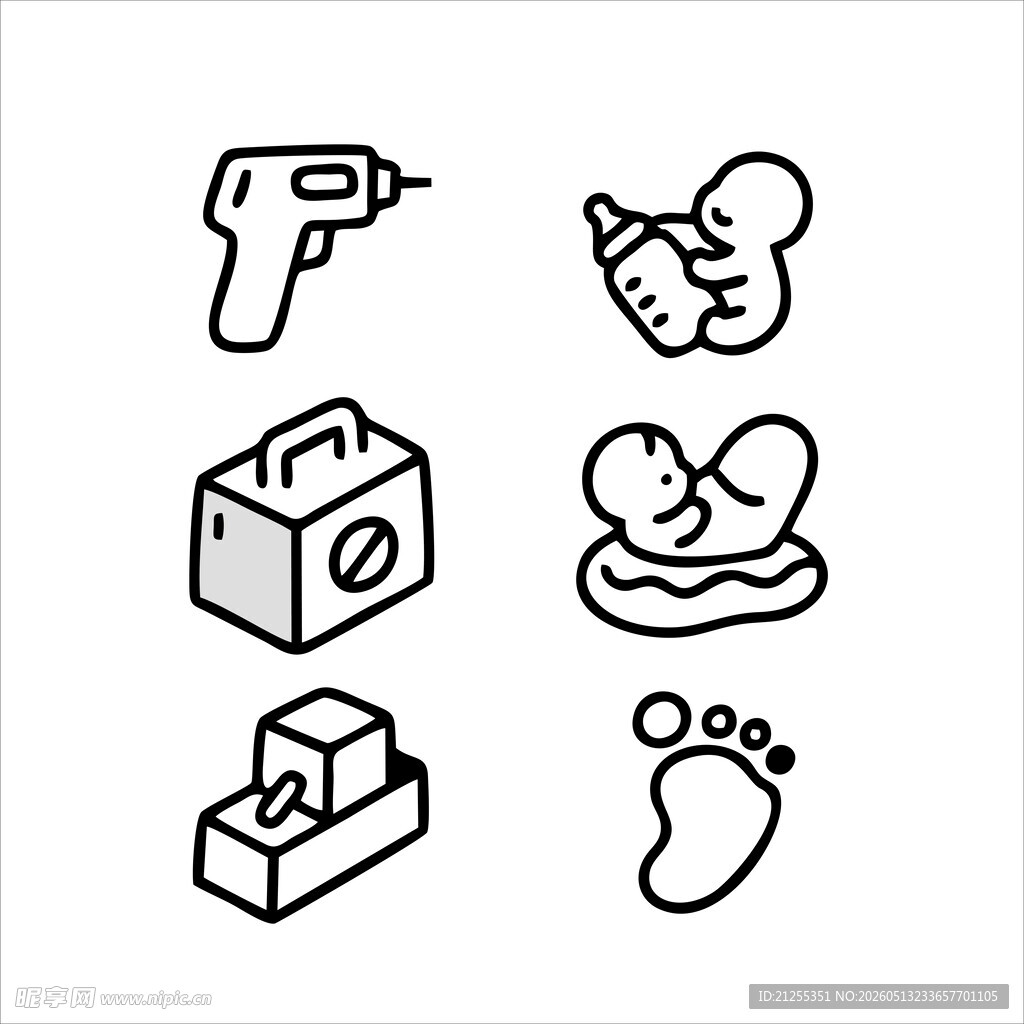婴儿用品与工具图标集合