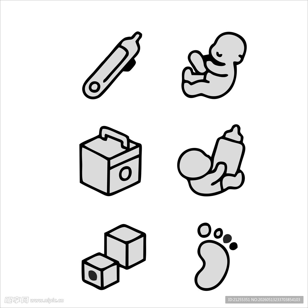 婴儿用品图标集合