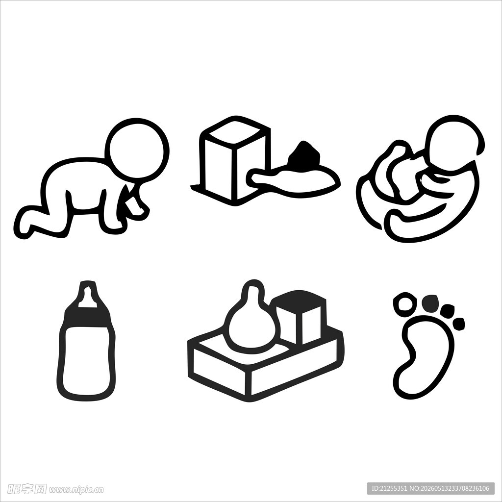 婴儿用品图标集合