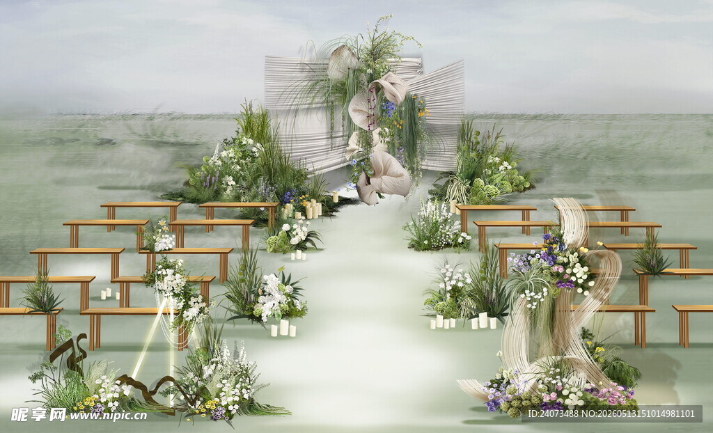 户外清新花园风婚礼场景