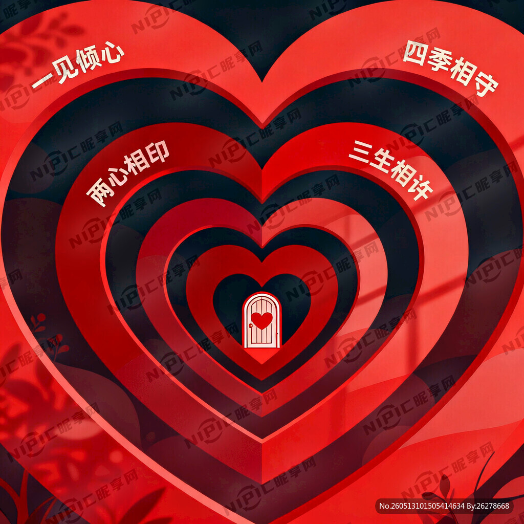 四连环红心层层延伸 层层递进