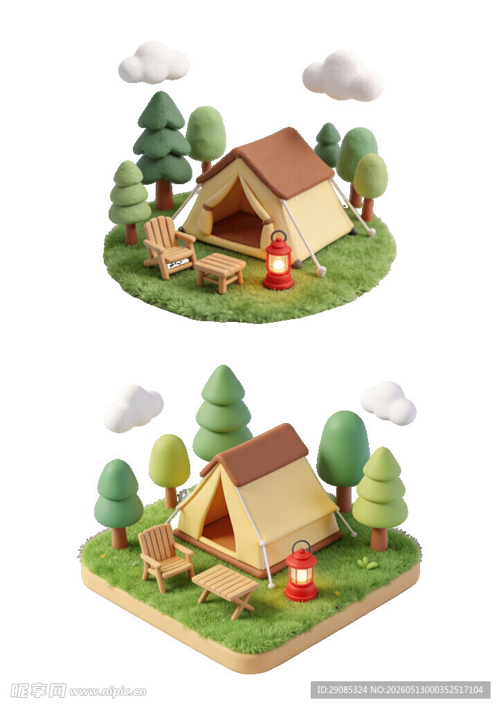户外露营场景3D模型展示