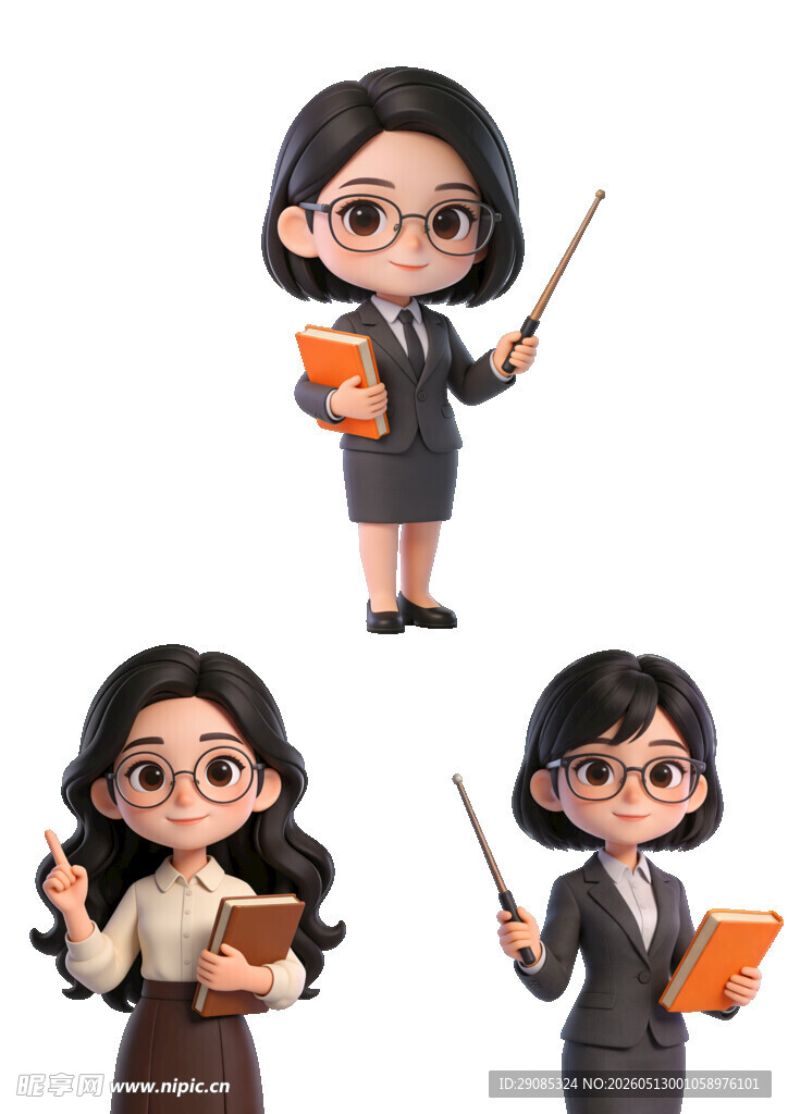 可爱卡通女教师形象展示
