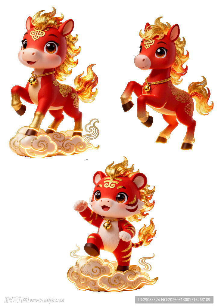 可爱舞狮小玩偶摆件