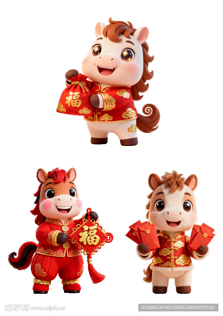 可爱马年玩偶