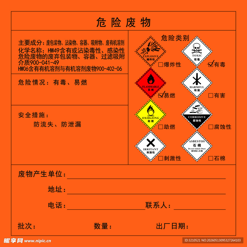 危险废物标识说明