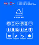 蓝色垃圾分类图标集合