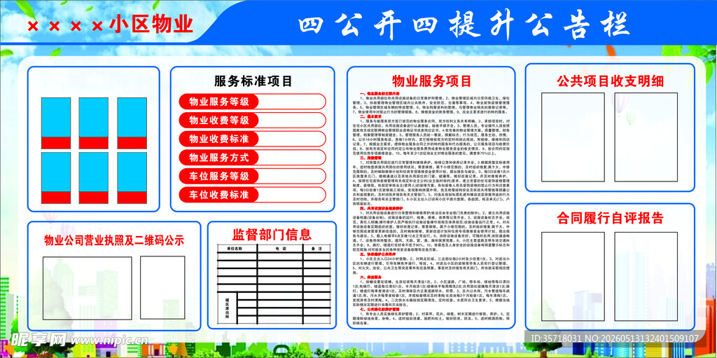 物业四公开四提升公示栏
