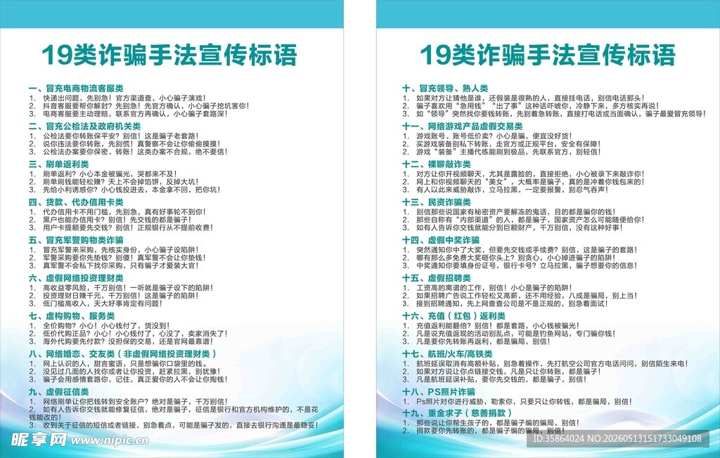 19类诈骗手法宣传标语