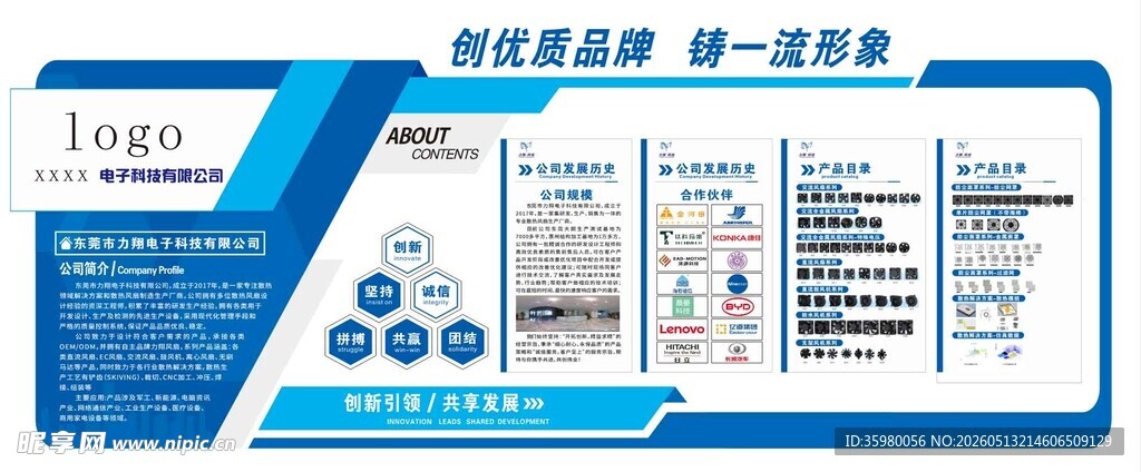 蓝色企业文化墙