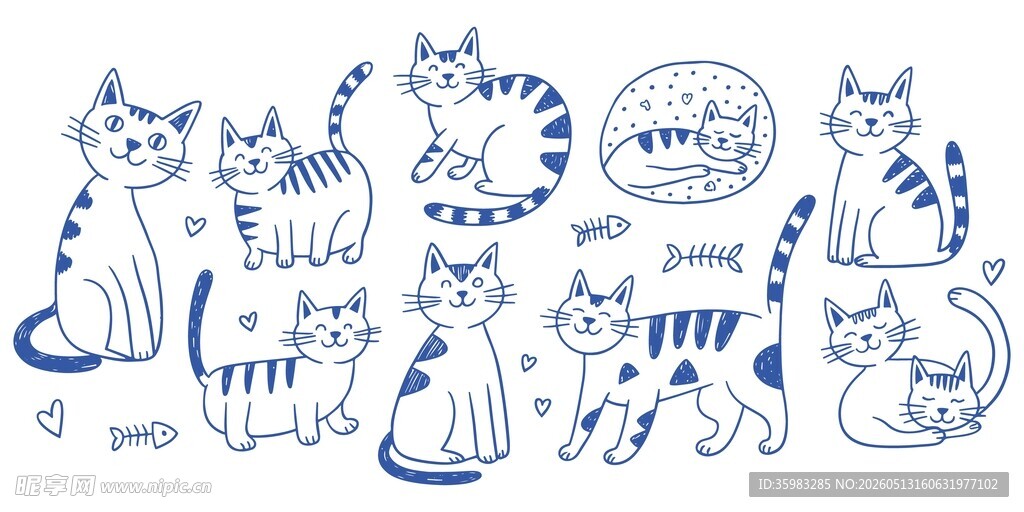 手绘猫咪素材