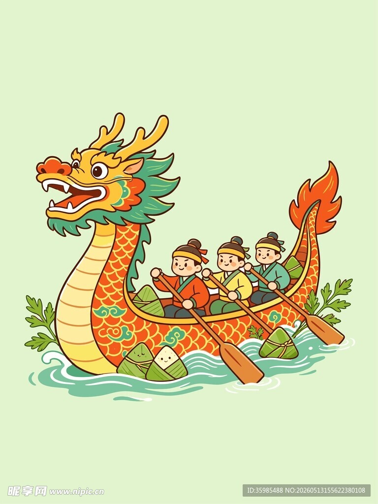 端午龙舟竞渡欢乐场景