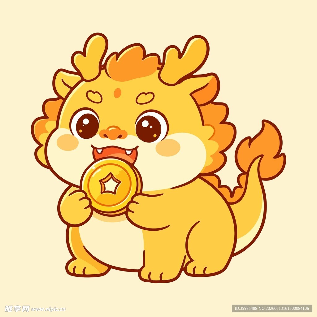可爱貔貅衔金币
