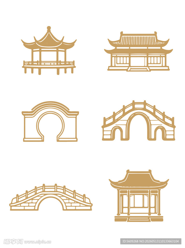 中式古建筑矢量元素