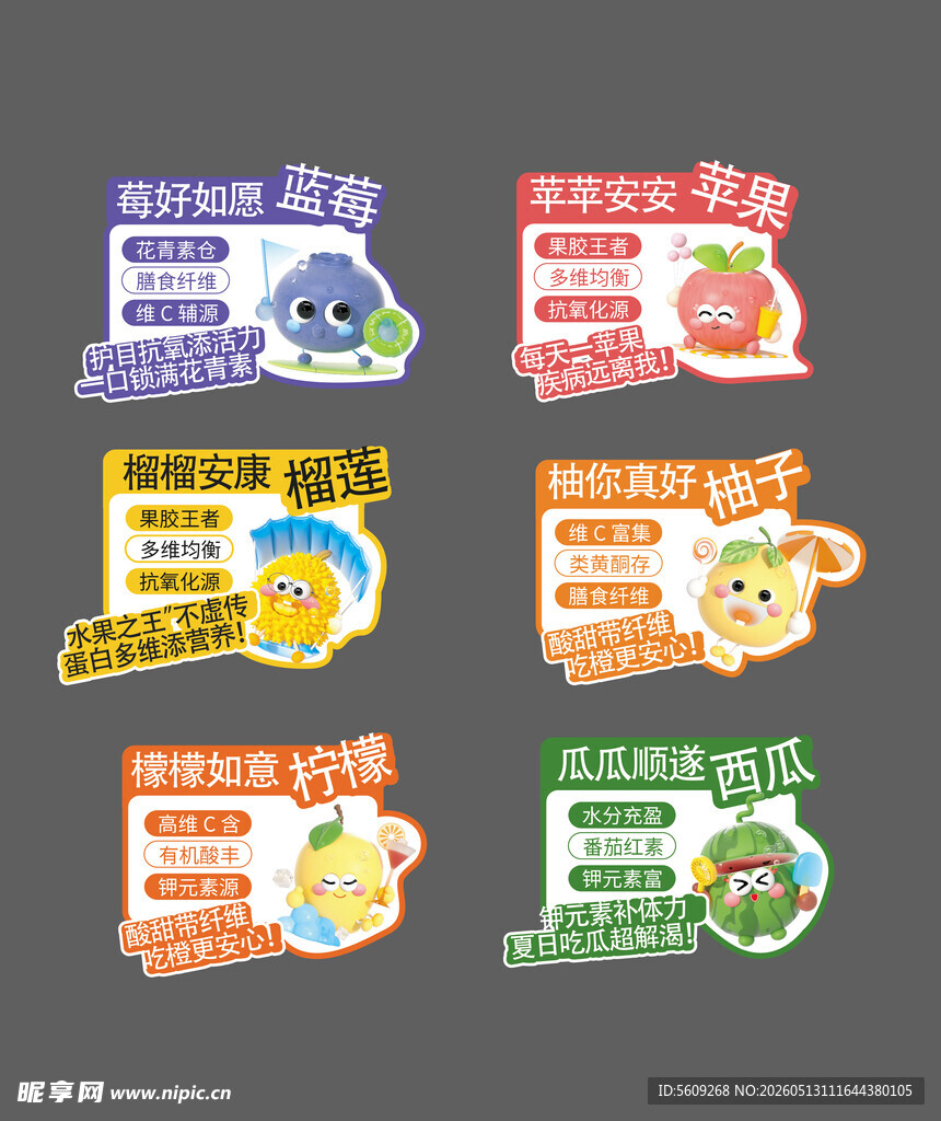 可爱卡通风水果介绍拍照手举牌